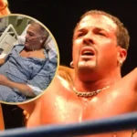 Promotional graphic for TrustSlam Insider’s update on Buff Bagwell’s leg amputation, a dark background with wrestling-themed elements.